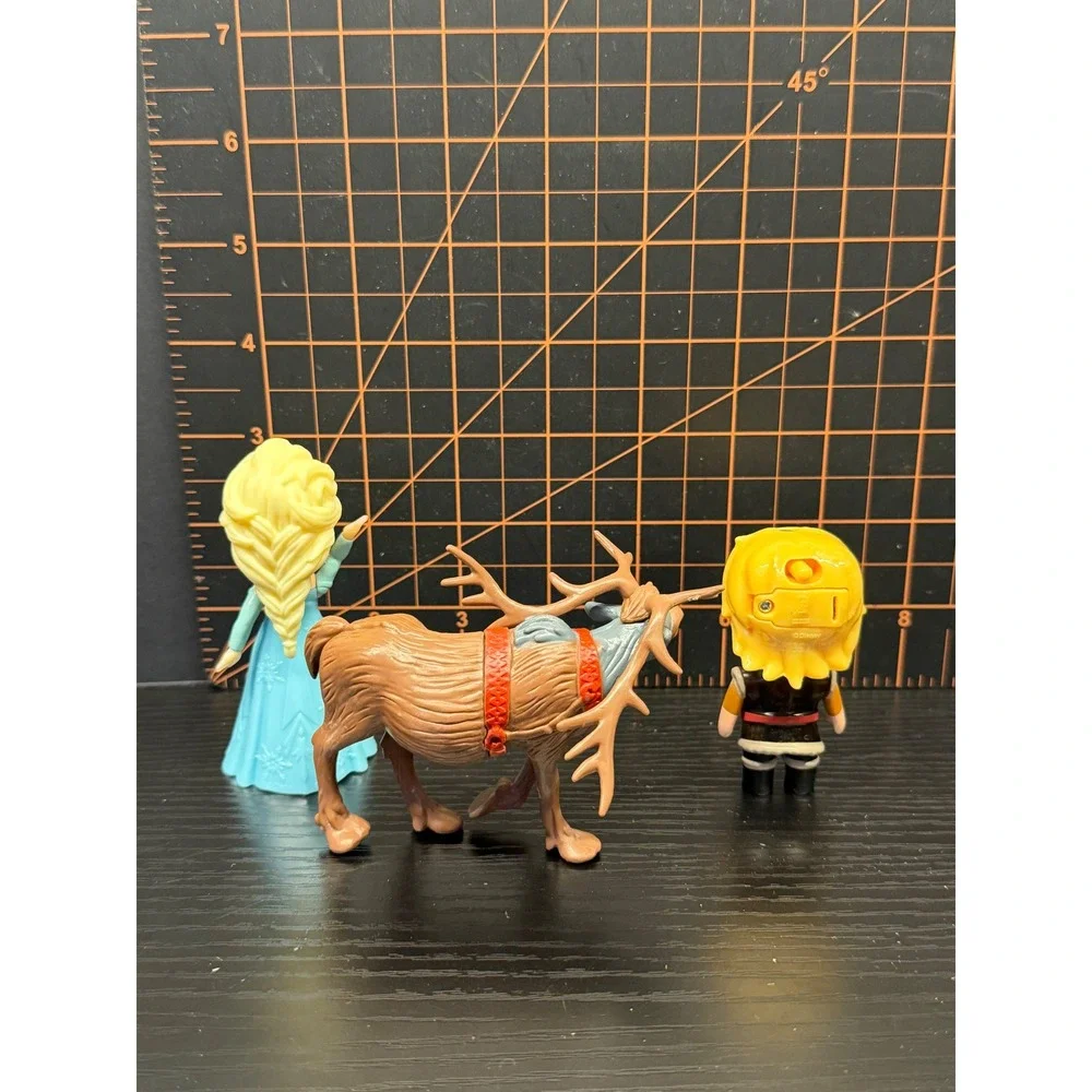 Disney Frozen Mini Figure Set Elsa Kristoff Sven Reindeer 3 Piece Toy Lot